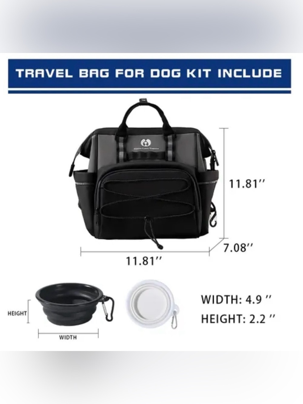 Dog Travel Backpack with Foldable Feeders - Picture 2 of 8
